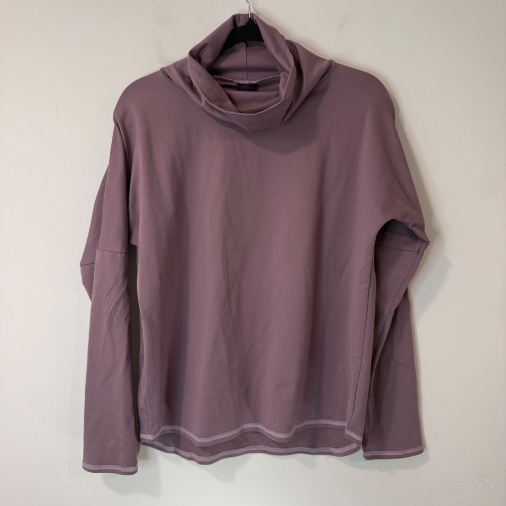 Youer Womens Cowl Neck Pullover L Purple Excellent Recycled Activewear Top